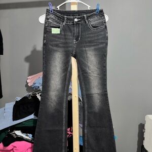 SHEIN Dark Gray Flare Jeans